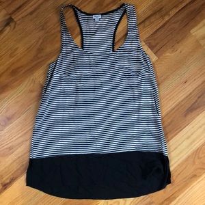 Splendid Black + White Stripe Racerback Tank